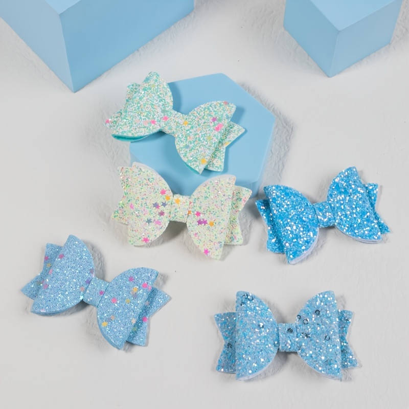 Glitter Hair Bows Hair Bow Boutique Hair Clips Multi Color - Temu