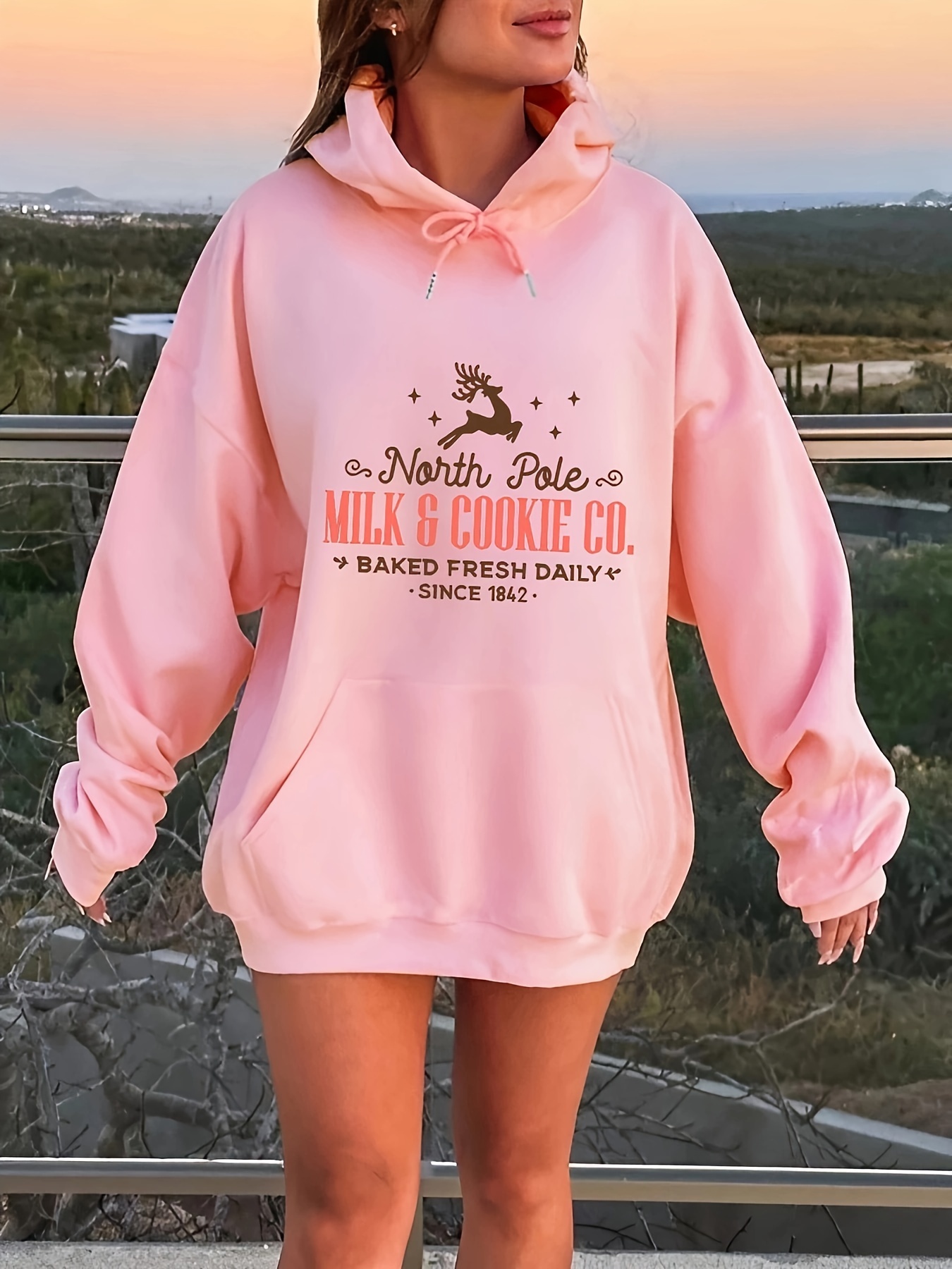 Letter print outlet drawstring hoodie