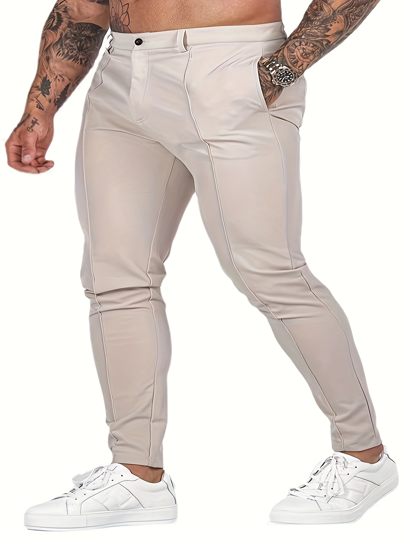 Clásico Diseño Pantalones De Vestir, Pantalones De Vestir Formales De Color  Sólido Para Hombres Para Negocios De Primavera Verano Fiesta De Bodas