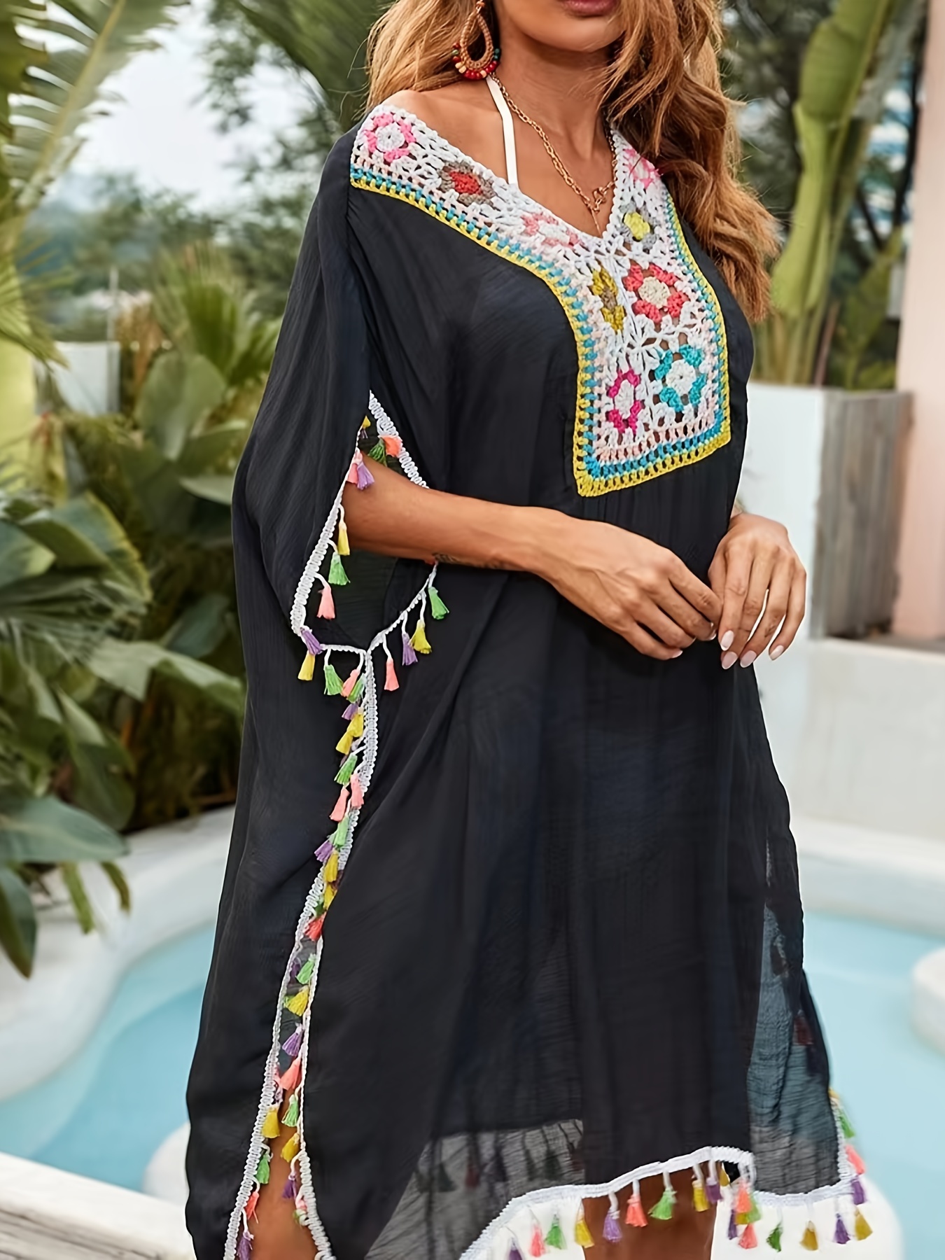 Black tassel best sale beach cover up