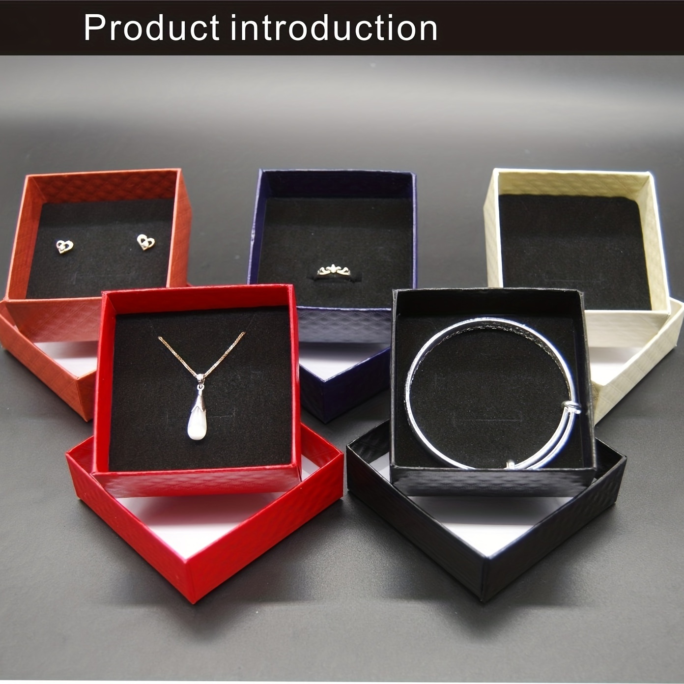 

5pcs High-quality Striped Jewelry Box For Necklace Pendant Earrings Bracelet Valentine's Day Gift Packaging Storage Display Small Business Supplies