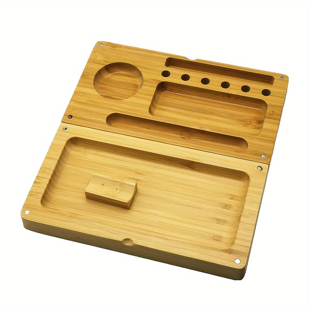 Wooden Rolling Tray Rolled Handmade Rolling Tool Multifunctional Bamboo  Tray With Paper Cone Holder Smoking Accessories