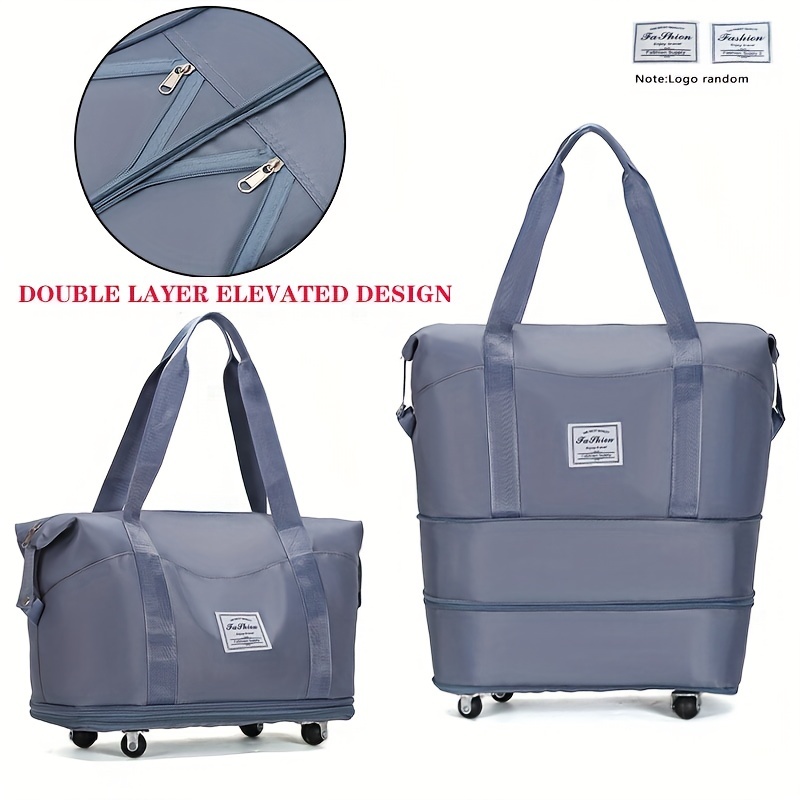 LZG Bolsa de viaje impermeable con ruedas, bolsa de viaje con  ruedas, bolsa de viaje suave con ruedas, bolsas de fin de semana para mujer,  19 pulgadas (color azul) : Ropa
