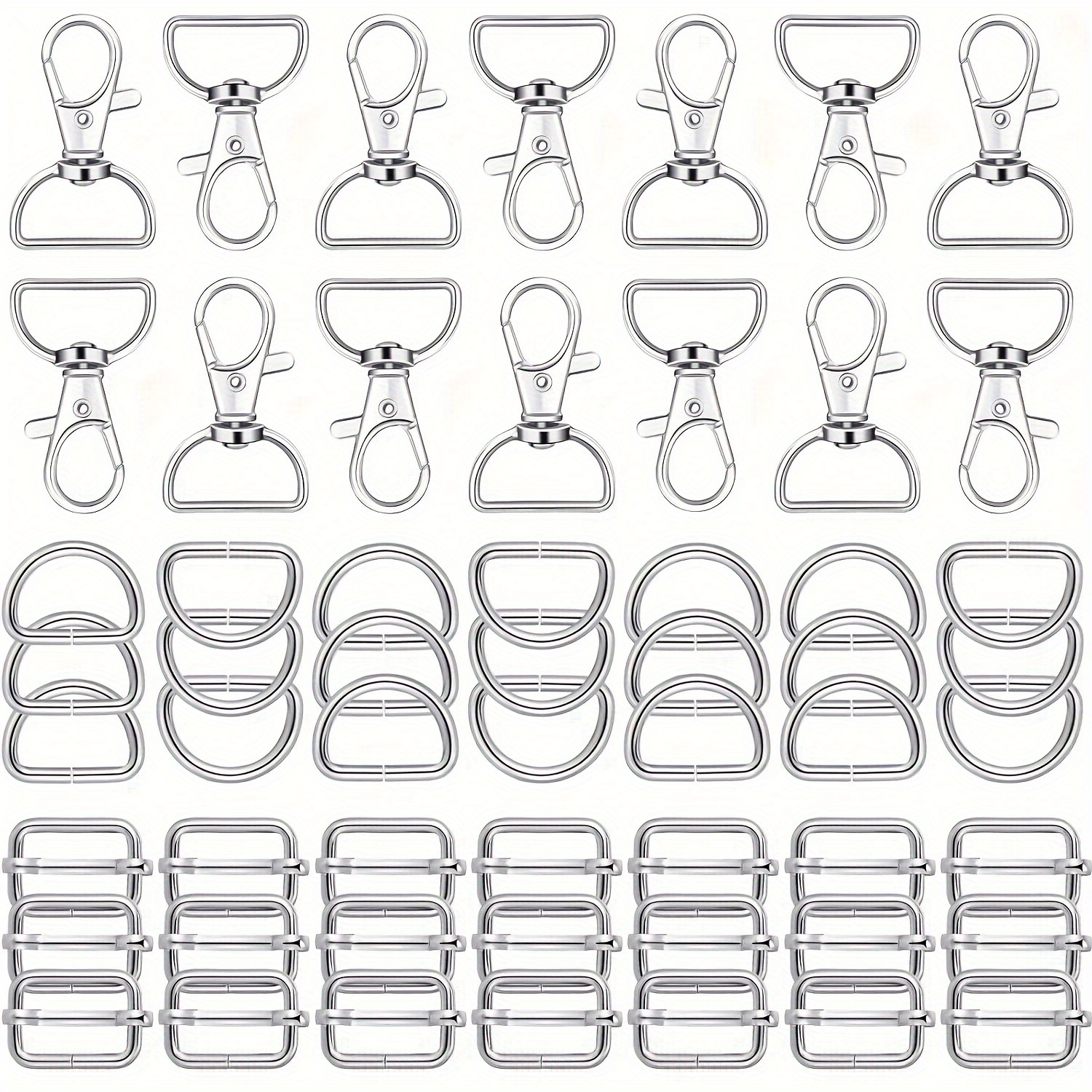 

56pcs Silvery 30mm Sliding Clasp Key Chain Clip With Lobster Clasp For Jewelry Making Accessories