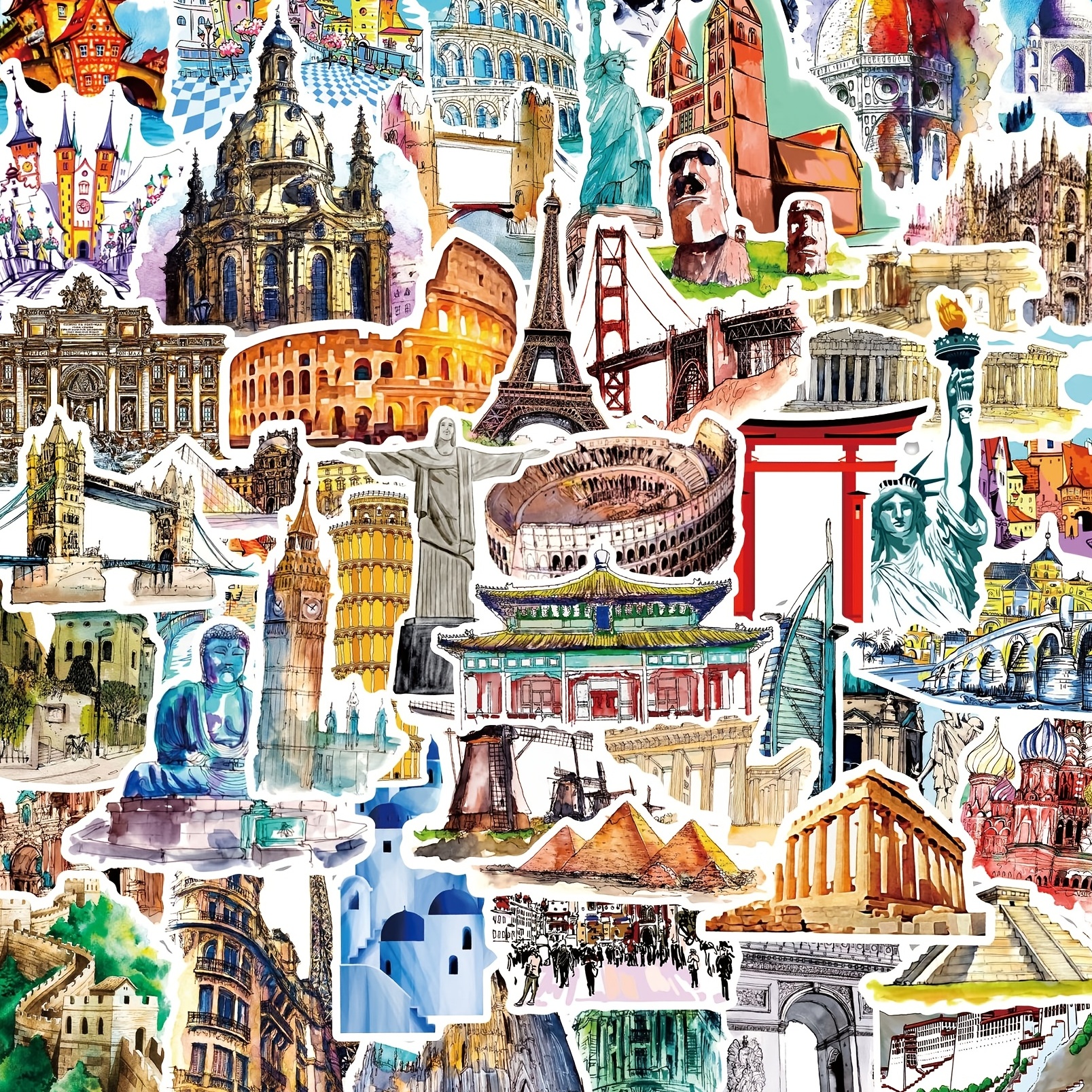 63 Stück Mädchen-reisekarten-aufkleber, Weltberühmtes