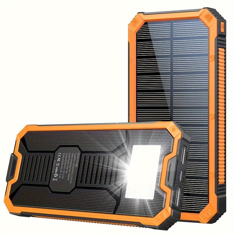 Paquete de 2 cargadores de teléfono celular con energía solar 10,000 mAh  batería impermeable Bakcup para acampar