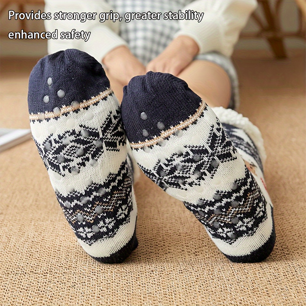 Fuzzy Socks For Women Winter Thick Slipper Socks With Grippers Non Slip  Warm Socks 