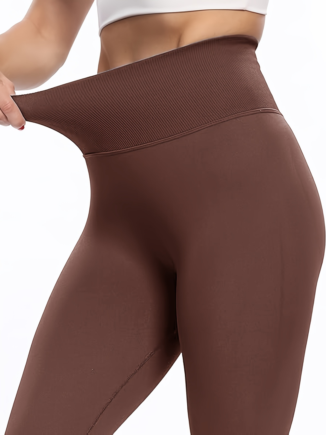 GuoChe Tan Brown High Waisted Yoga Pants for Women Sport Buttlifting  Leggings for Women X-Small at  Women's Clothing store
