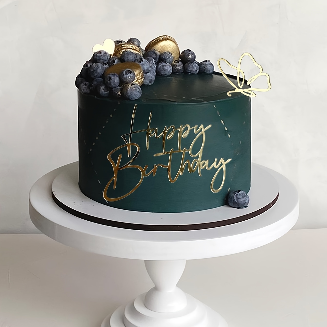 Happy Birthday Led Lights Cake Topper Acrylic Mirror Gold Cake