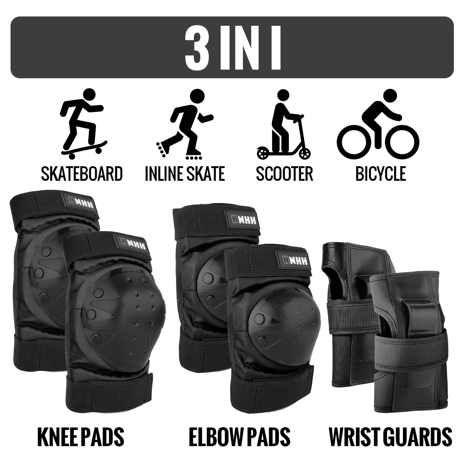 Nhh 6 in Ski Elbow And Knee Skating Pads With Wrist Guard - Temu