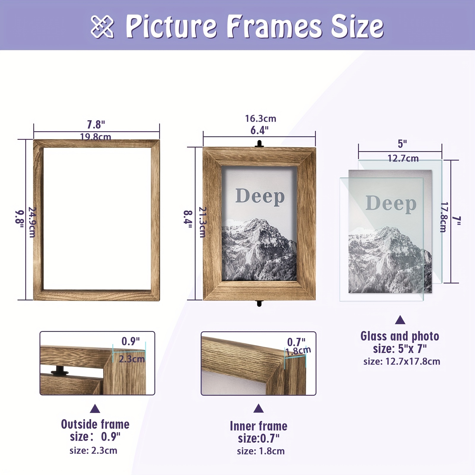 Picture Frames Double Hinged Wood Folding Photo Frames For - Temu