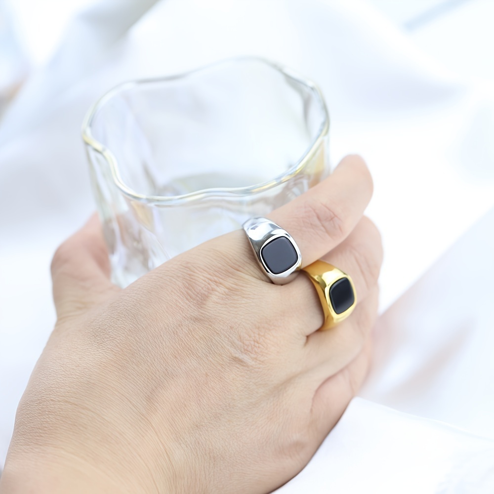 Men's Round Square Ring, Non-Fading Design