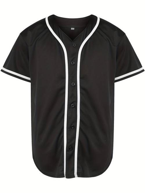 mens solid baseball jersey hip hop classic baseball shirt breathable button up sports uniform for training competition