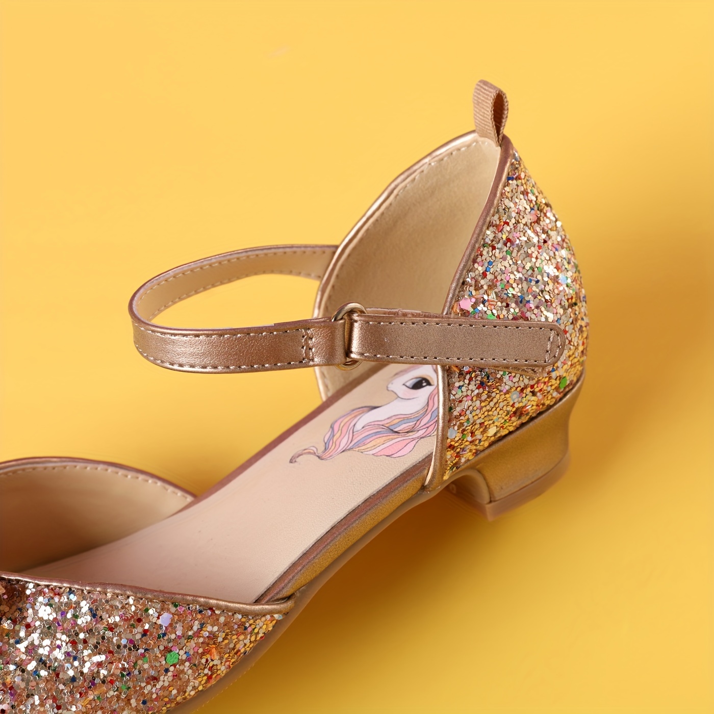 Zapatos de lentejuelas de oro rosa con elástico Zapatos para niñas