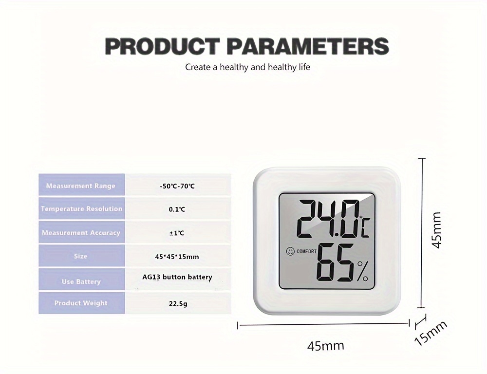 2pcs Mini Portable Room Thermometer LCD Digital Humidity Monitor 3M  Adhesive Backed Recyclable Room Sensor - Perfect For Home, Office,  Greenhouse