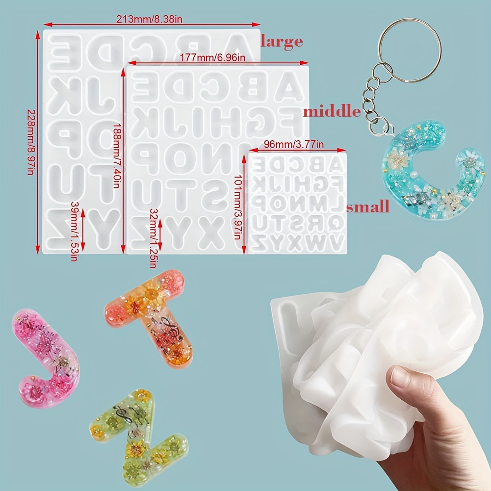 DIY Resin Alphabet Keychain Molds with Hole, Large Alphabet Silicone Molds  for Epoxy Letter Molds for Jewelry Pendant Making