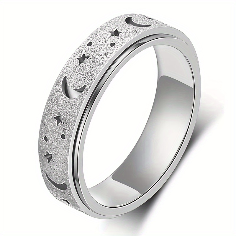 Moon & Star Anxiety Fidget Ring Stainless Steel Multicolor
