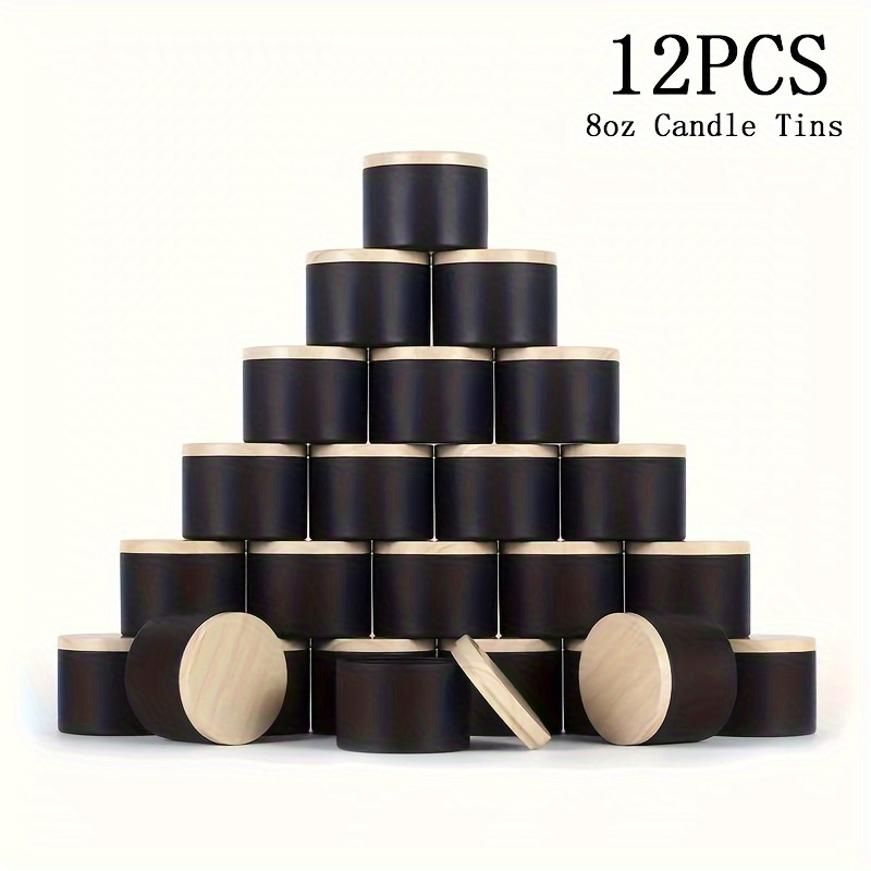  Paquete de 12 tarros de vela de vidrio para hacer velas, latas  de velas vacías de 10 onzas con tapas de bambú, recipientes de vela limpios  a granel al por mayor 