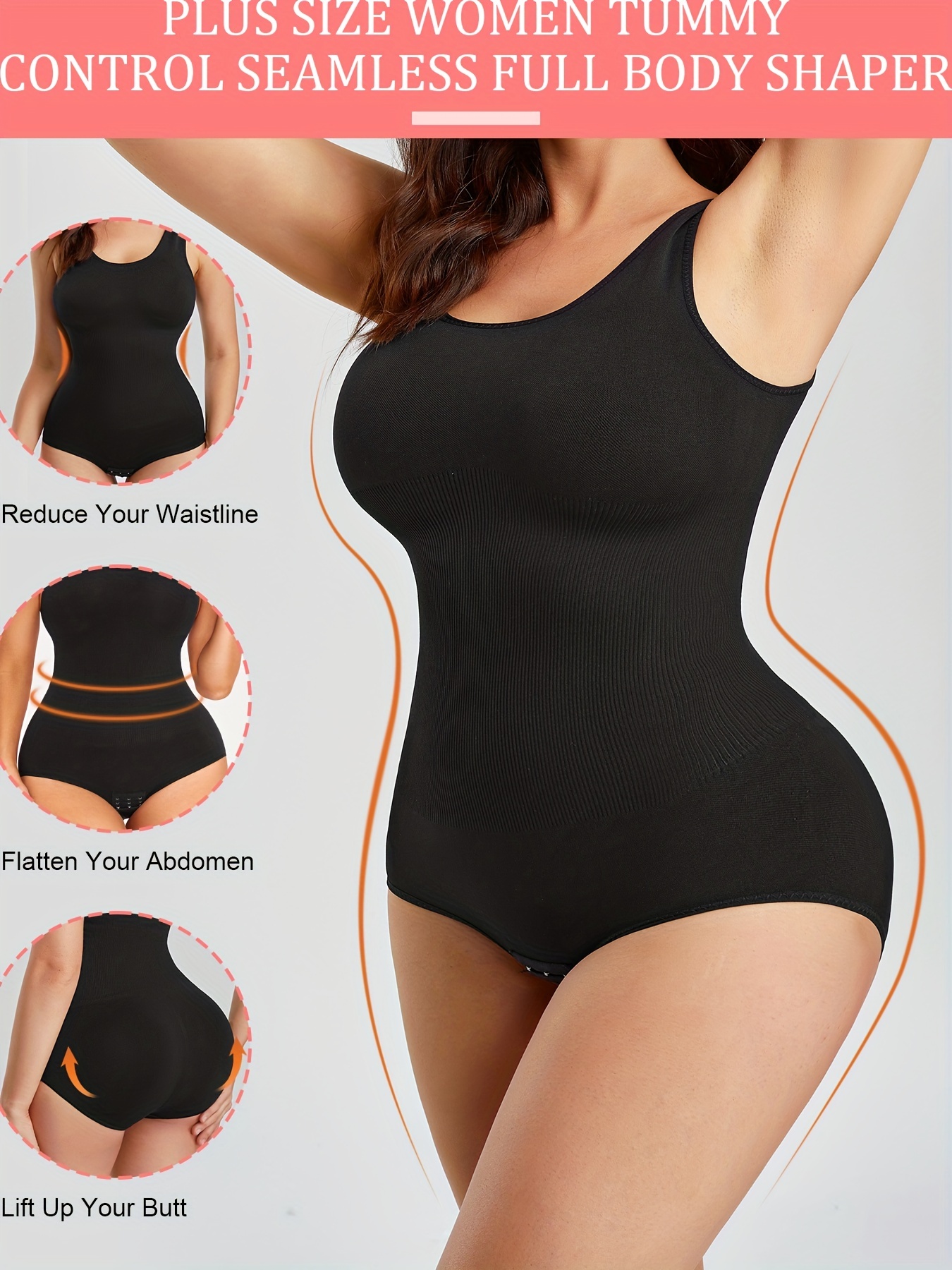 MakeMeChic Women's Plus Size Full Body Shaper for Woman Waist