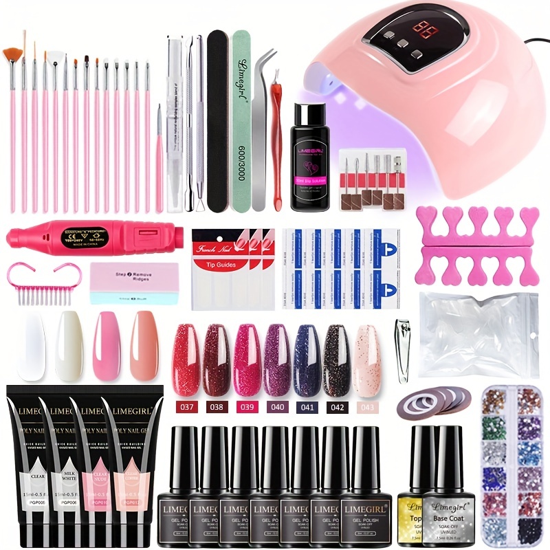 prefessional gel nail polish kit with nail lamp nail extension glue set with nail drill nails file manicure tools all in 1 kit for beginners nail art diy details 1