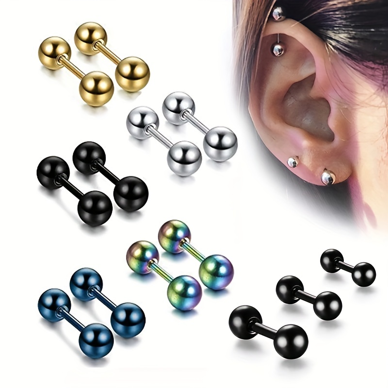 Double Head Earring Piercing Screw Earring Stud Earring Piercing Jewelry 1PC
