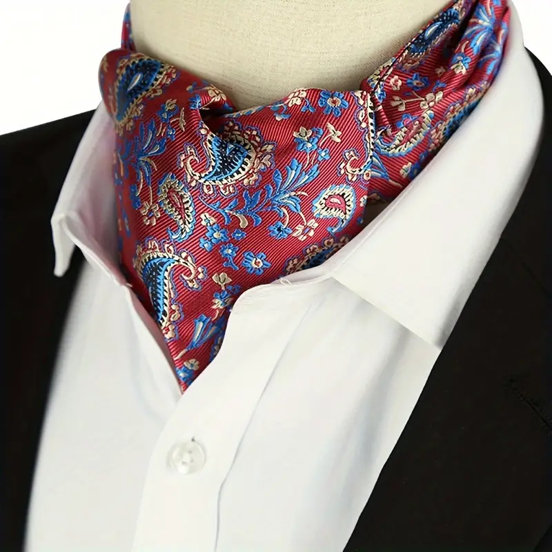 1pc Mens Burgundy Blue Flower Suit Neck Scarf Mens Formal Dress Shirt  Casual Retro Business Collar Scarf Suitable For Party Gift Daily Use, Shop  The Latest Trends
