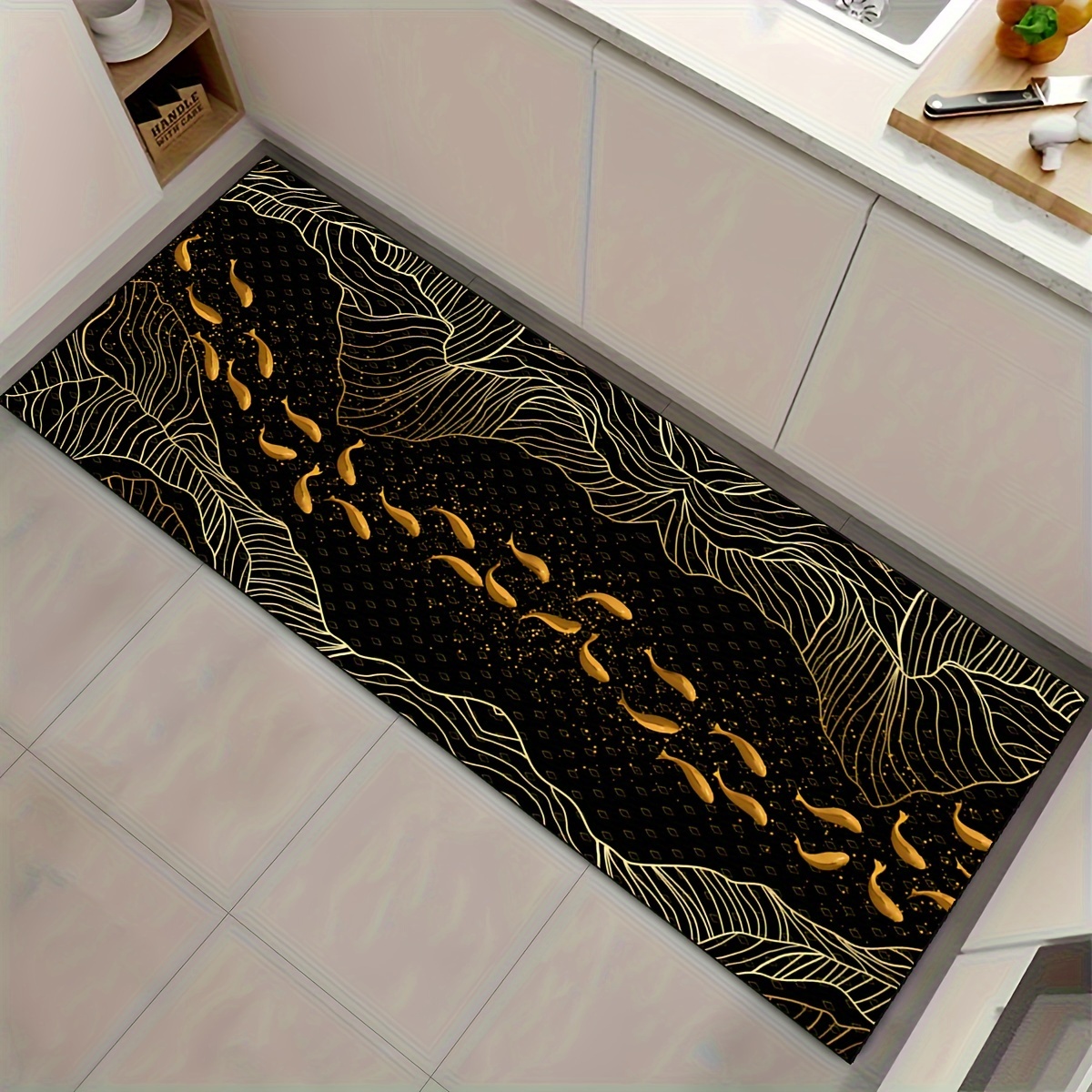 Kitchen Carpet With Small Fish Pattern Anti Slip - Temu