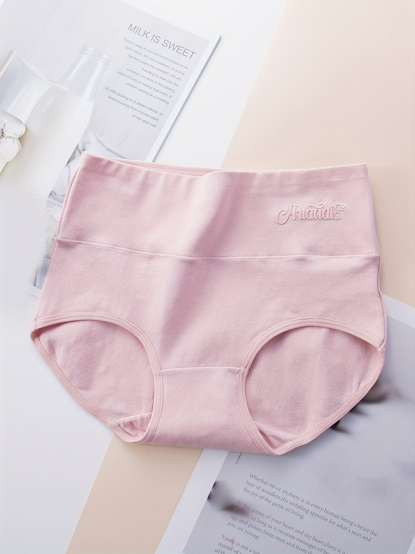 Simple Solid Briefs Breathable High Waist Stretchy Panties - Temu