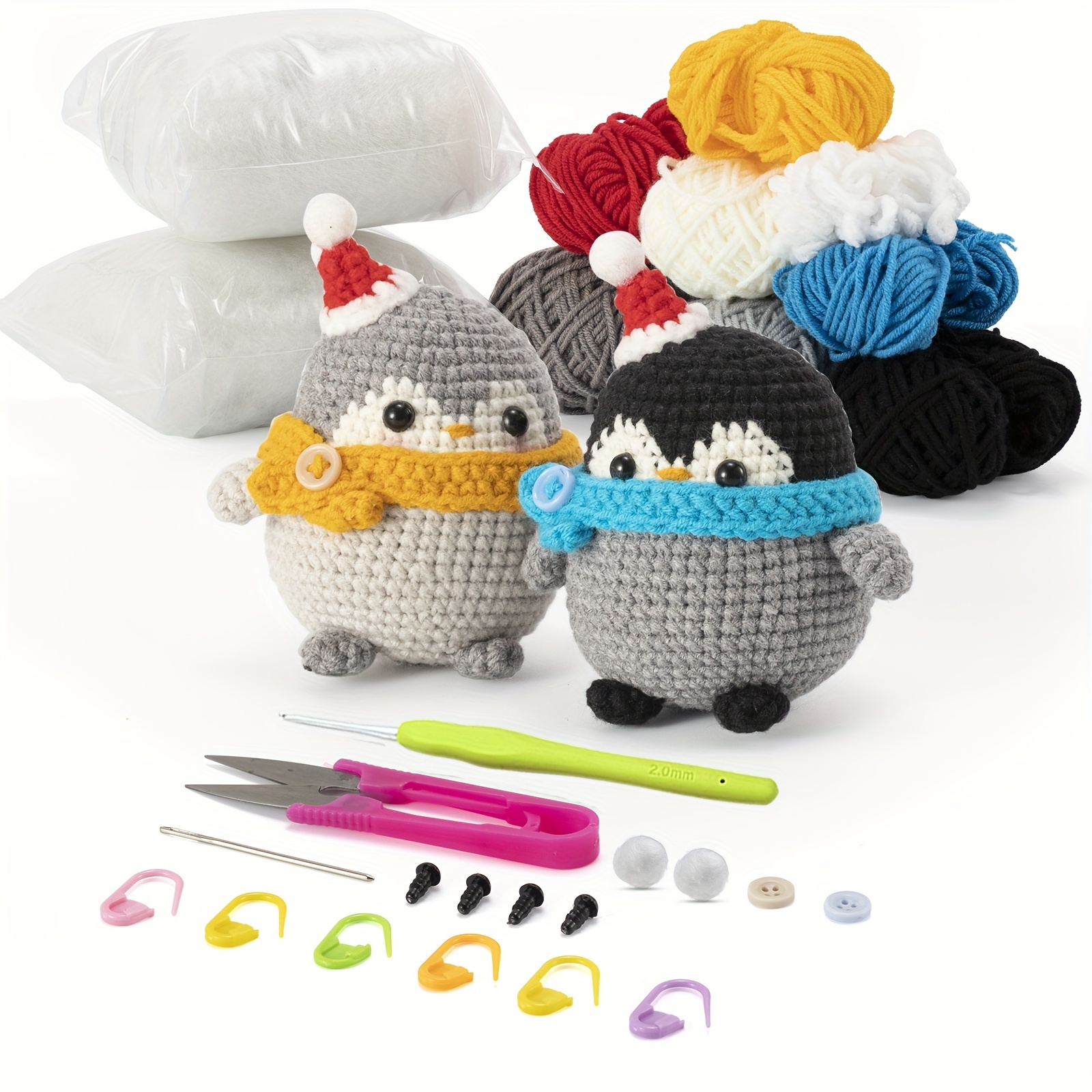 Jeslon Kit de crochet facile en forme de pingouin, kit de crochet pour  débutant comprenant un