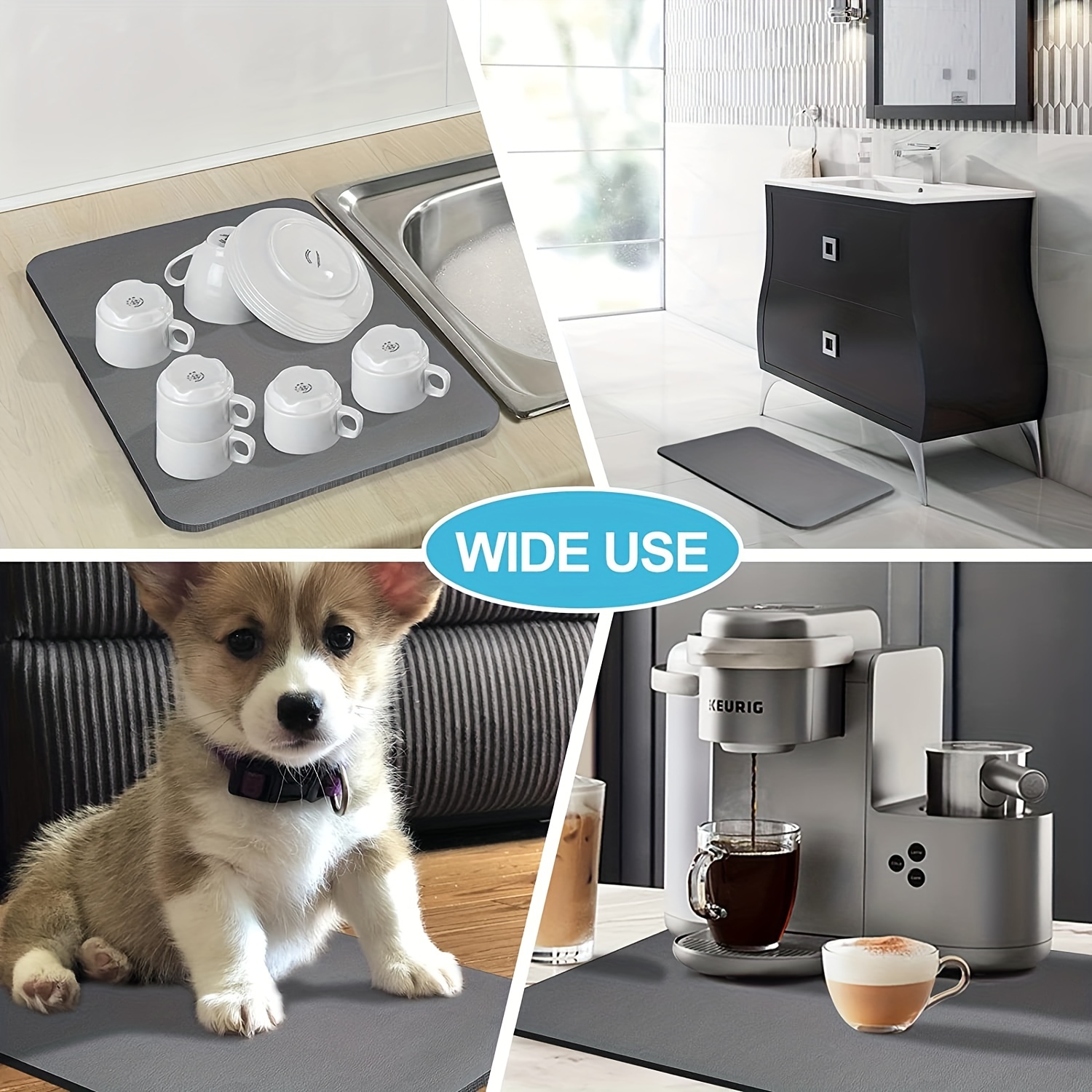 Tapis de vaisselle pour machine à café, tapis de café, absorbant avec  support en
