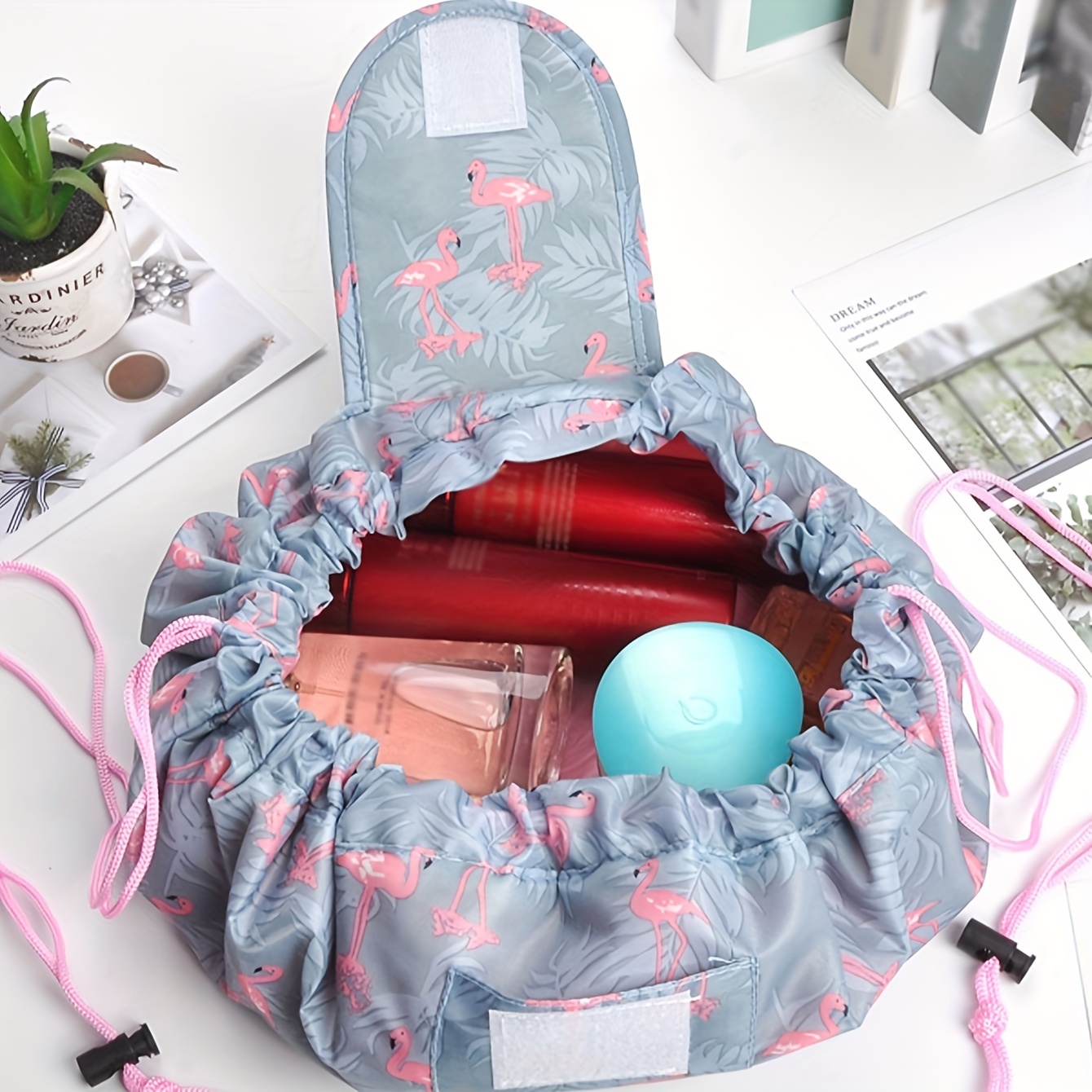 Lazy Cosmetic Bag Drawstring Travel Makeup Bag Pouch Multifunction Storage  Portable Toiletry Bags (MULTI)