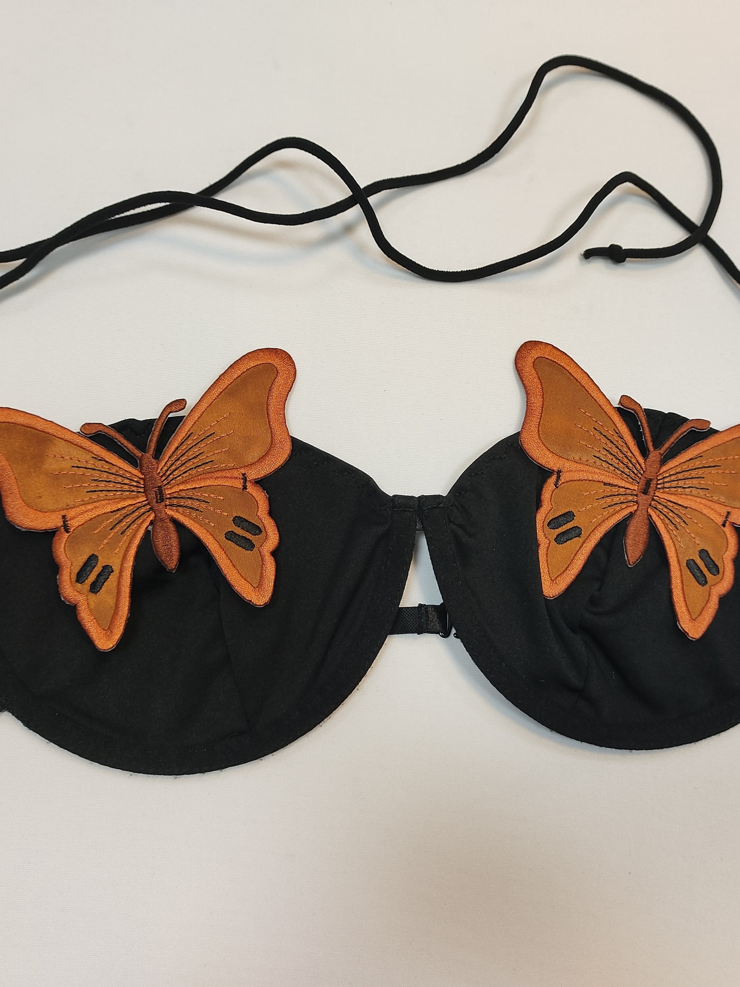 Easysmall Butterfly Knot Back Sexy Bra Overlay with Vintage Super