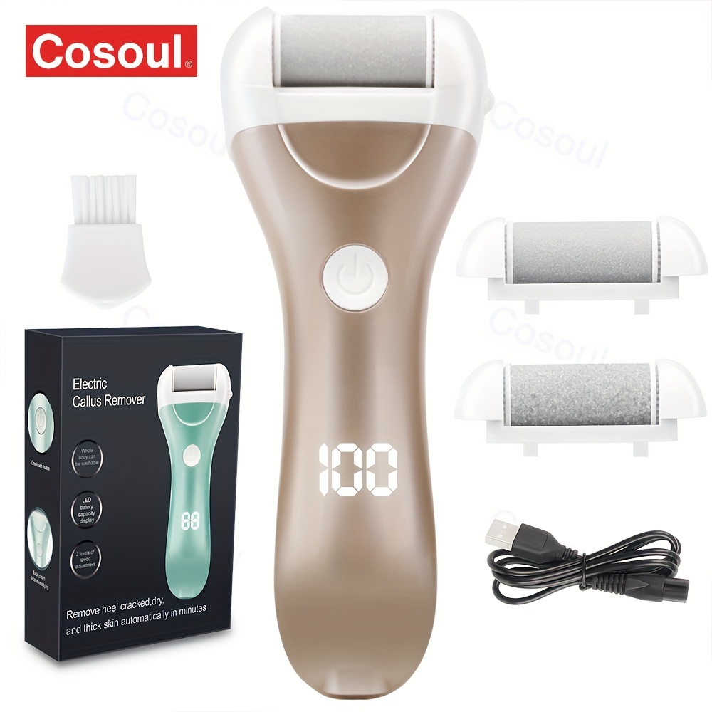 Rechargeable Electric Foot Scrubber With 3 Roller Heads And 2