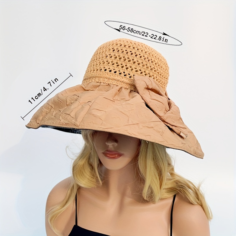  Sombrero plegable para mujer con visera con lazo