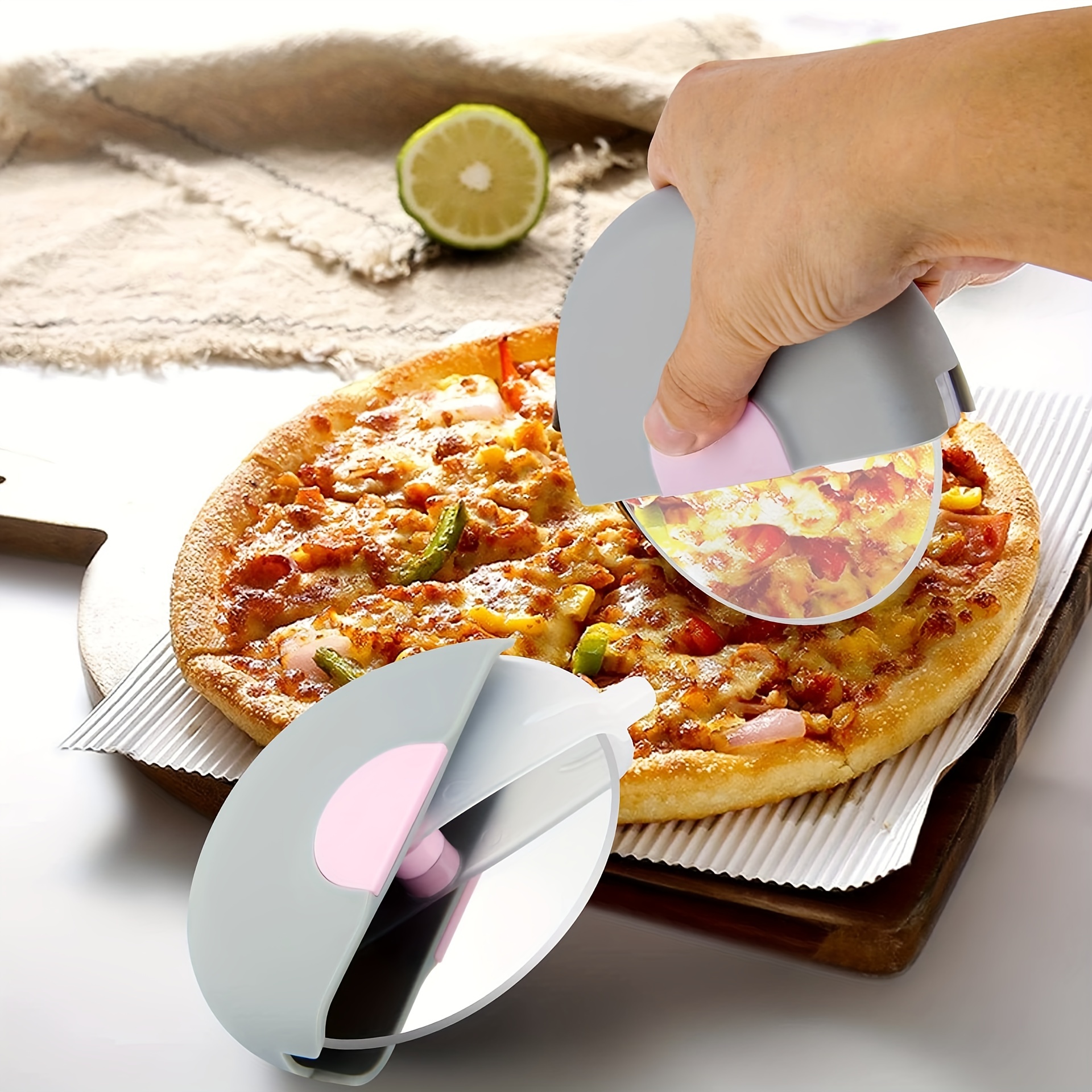 2pcs Large Stainless Steel Pizza Cutter Wheel, Cake Baking Pastry