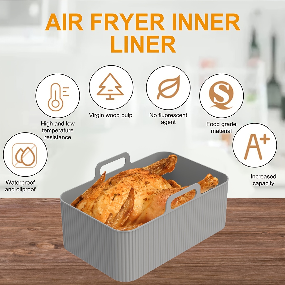 2Pcs Air Fryer Silicone Pot with Handle Reusable Air Fryer Liner Heat  Resistant Air Fryer Silicone Baking Pan Air Fryer Liner Round Silicone  Liners for Air Fryer Baking