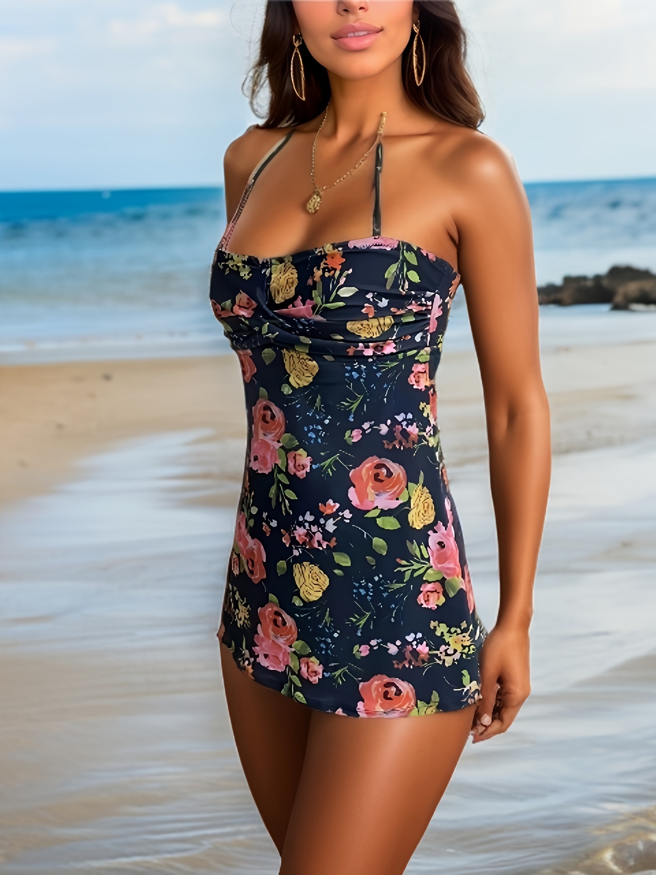 Husmeu Women's Bathing Suit Swim Dress for Women Plus Size One Piece  Swimdress Modest Slimming Tummy Control Swimwear Blue Floral S : :  Clothing, Shoes & Accessories