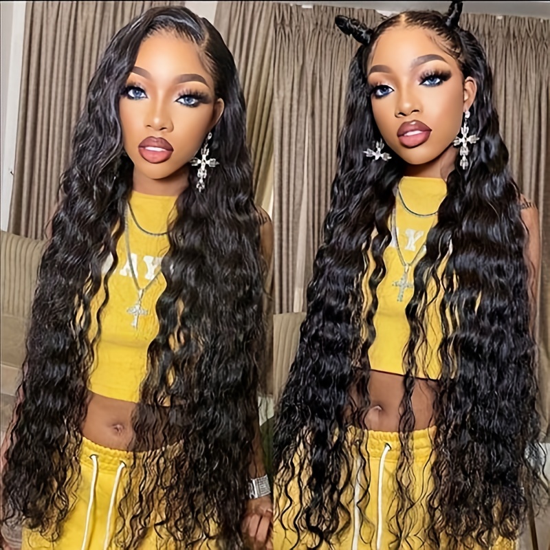 Deep Wave 4x4 Lace Closure Wig 180% Density Wear Go Wigs New - Temu