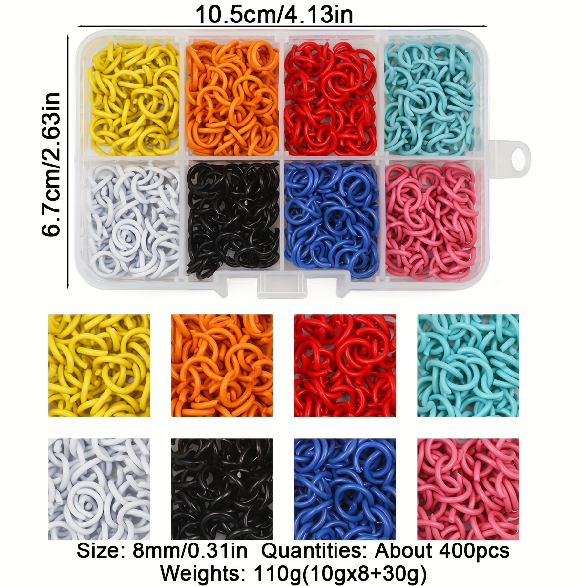 8 Color Color Open Jump Rings Baked Paint Metal Connection - Temu Canada