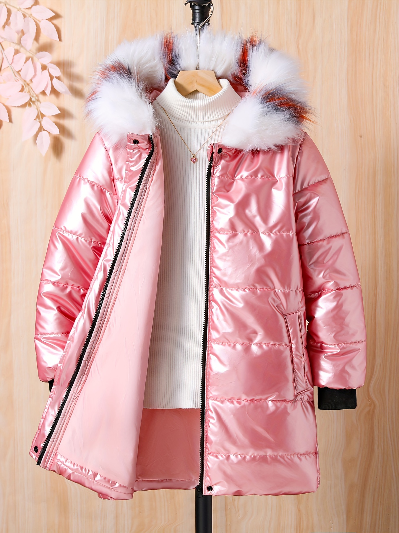GIRL Pink Faux Fur Hooded Parka Jacket