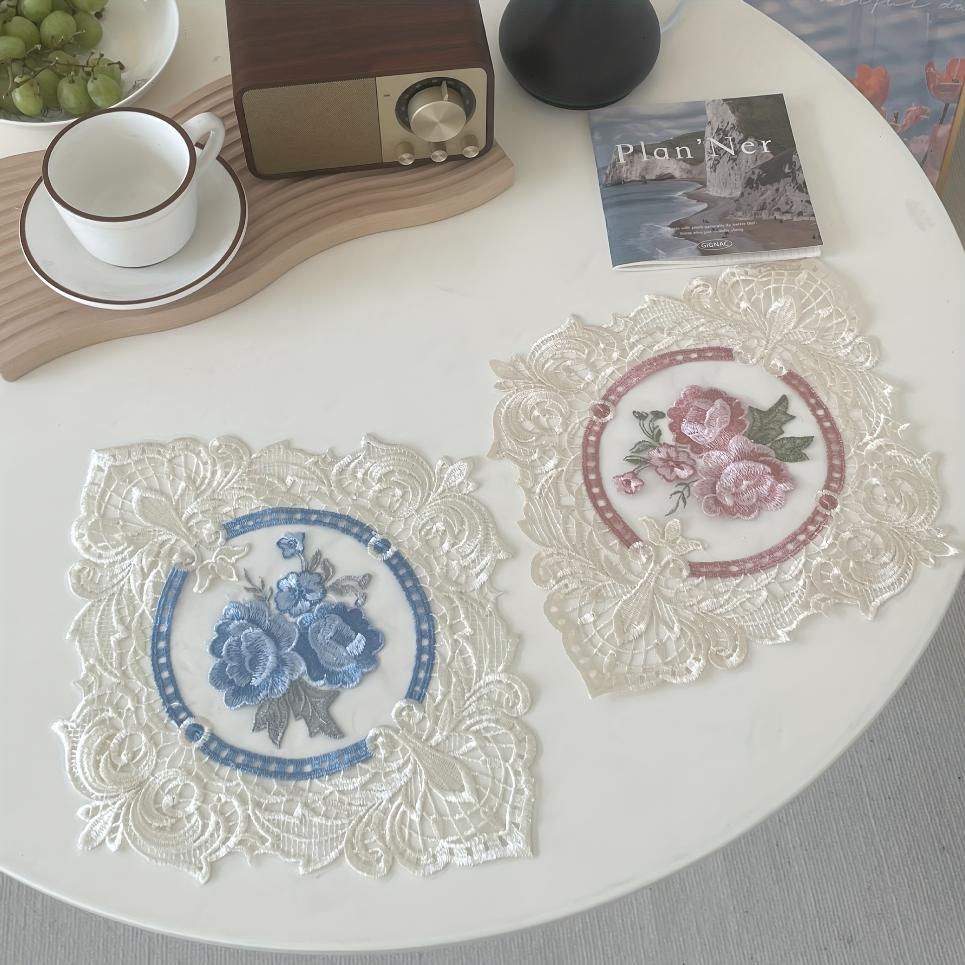 Elegant Round Flower Placemat For Dining Table Setting - Temu