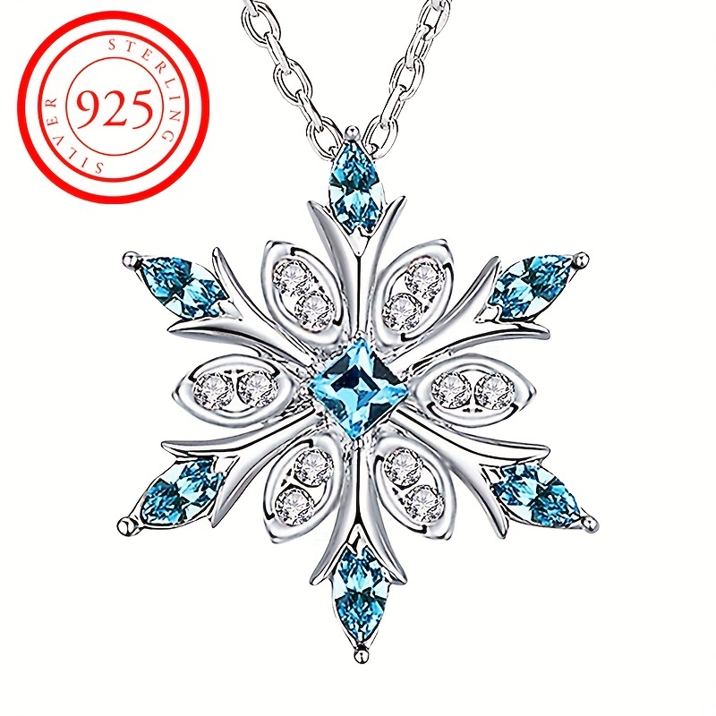 

Elegant Vintage S925 Silver Pendant Necklace With Blue Cubic Zirconia - Perfect Valentine's Day Gift