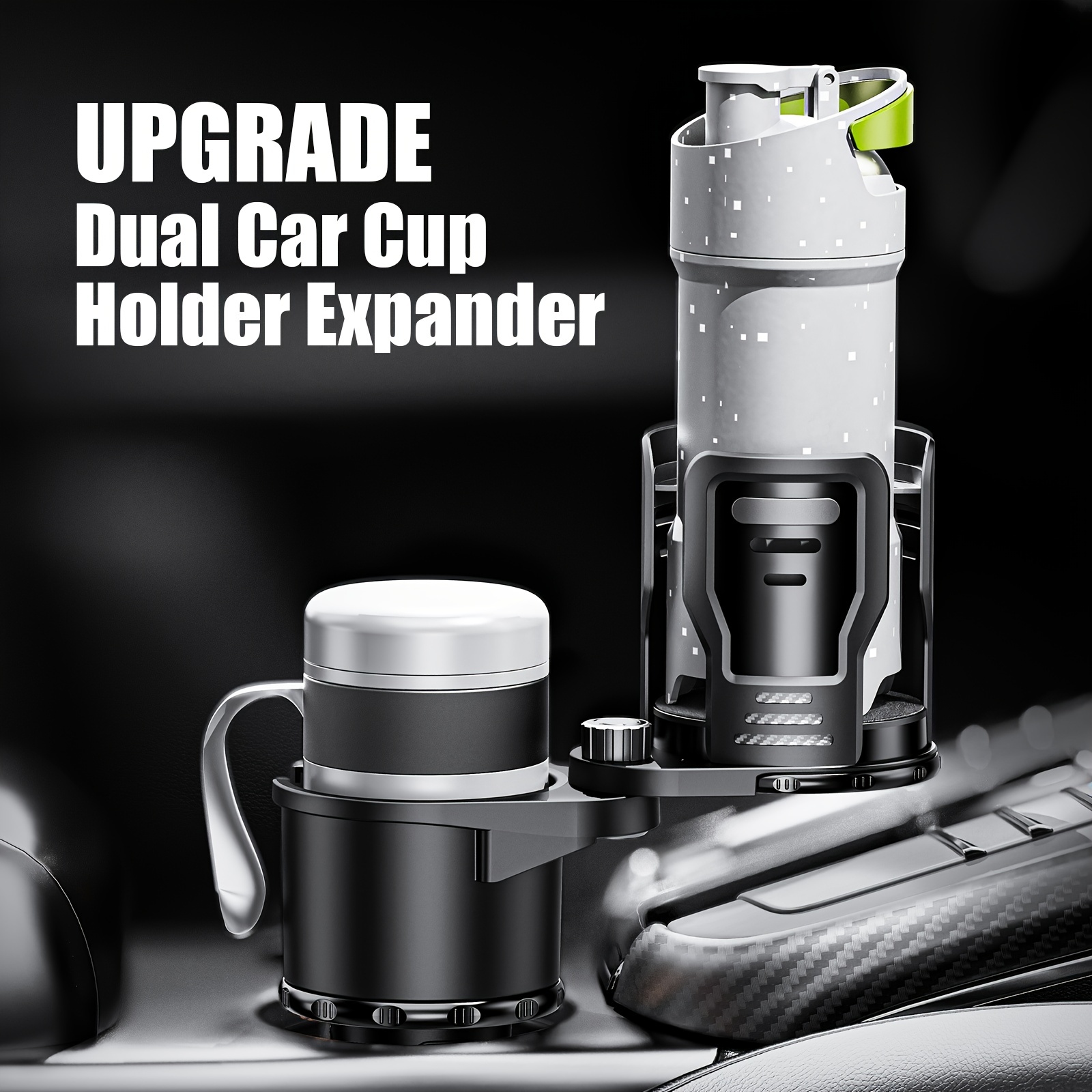 Car Cup Holder Expander Adapter Mit Verstellbarer Basis, 2-in-1