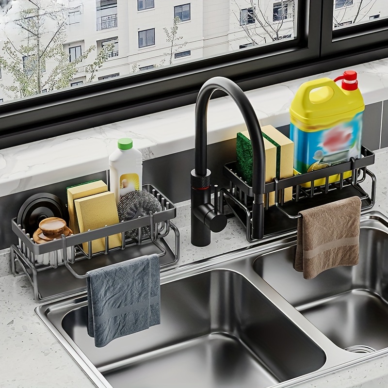 Stainless Steel Sponge Drain Rack - Organize Your Kitchen Countertop With  Dish Soap, Dishcloth, And Brushes - Temu in 2023
