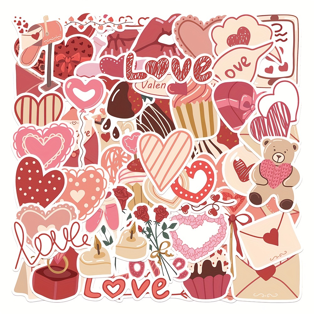 Image of 58 Valentine's Day Stickers, Valentine's Day Gift, Decoration For Laptops, Journals, Phone Cases, Diy Decals