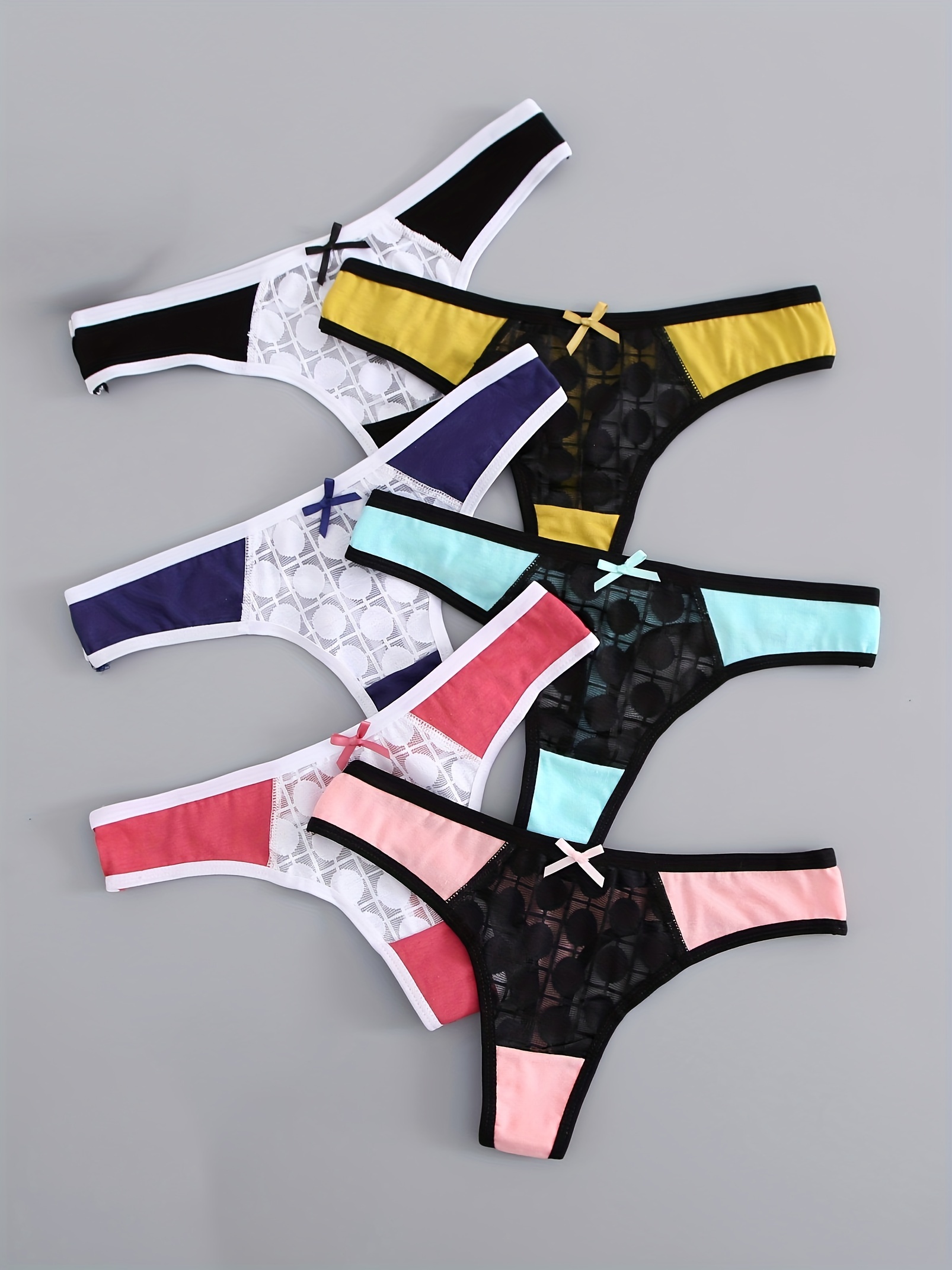 [4 Pairs] Solid Pure Cotton G-Strings & Thongs