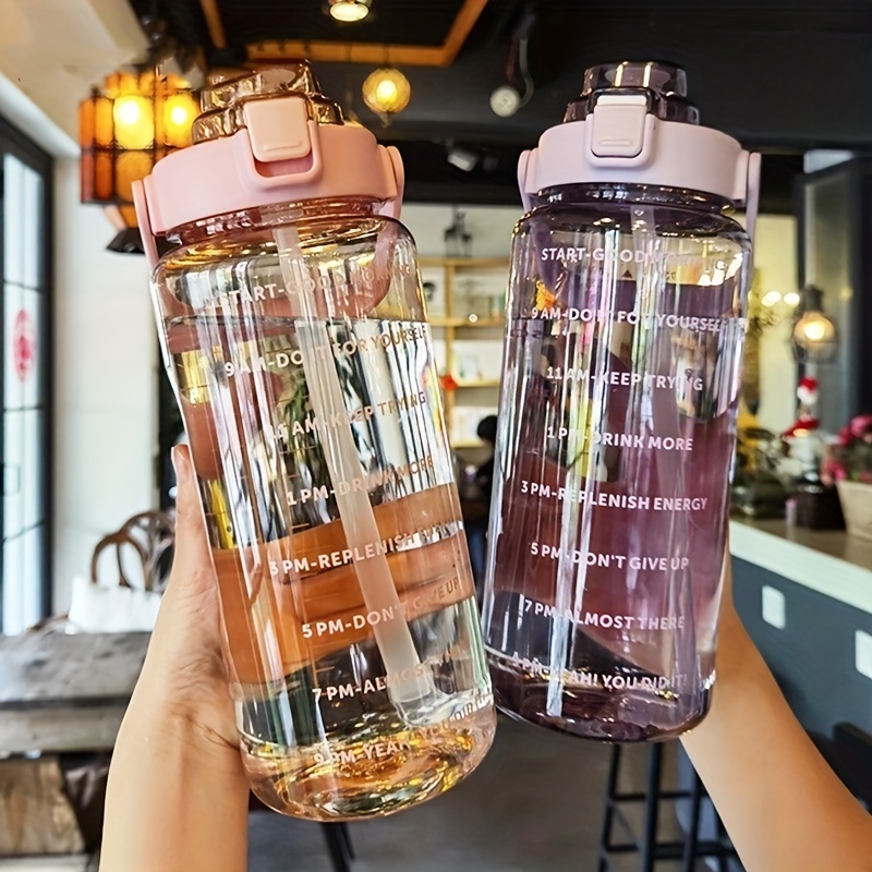 2 Liter Sports Water Bottle With Straw Men Women Fitness Water Bottles  Outdoor Cold Water Bottlesc With Time Marker Drinkware