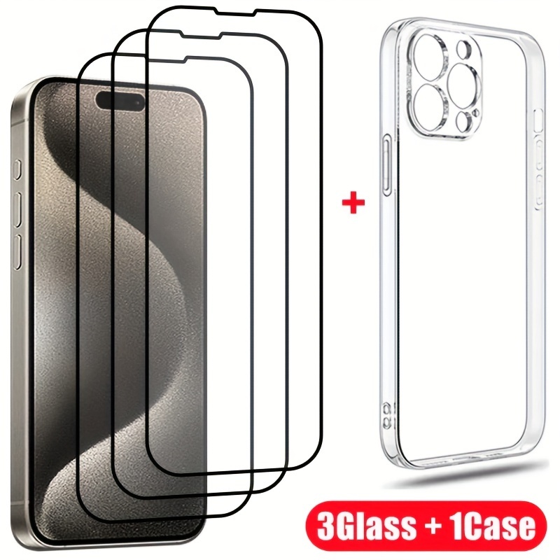 Protector de pantalla de vidrio templado para iPhone 15, 14, 13 y 12