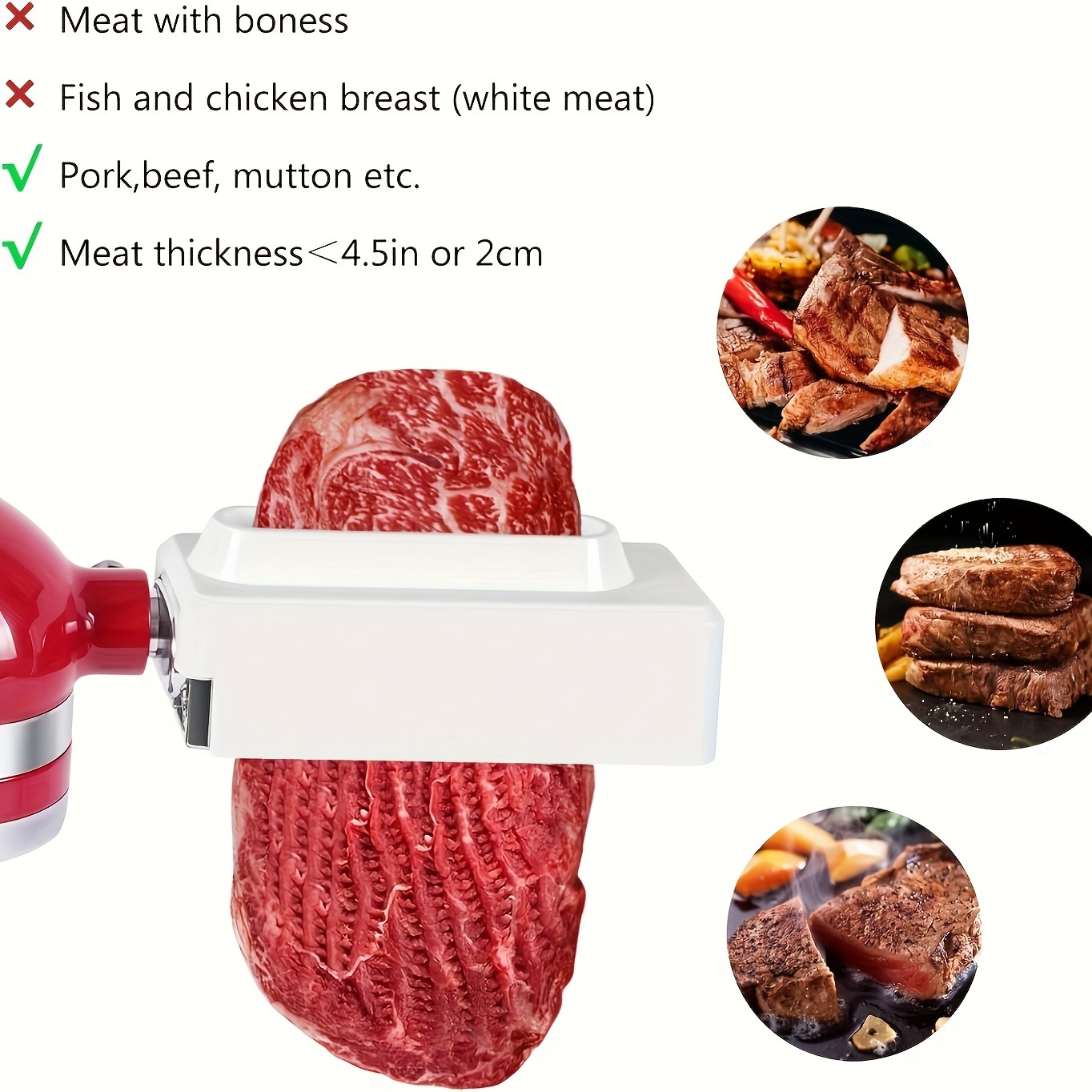 [UPGRADE] Meat Tenderizer Attachment for All KitchenAid Household Stand Mixers- Mixers Accesssories [No More Jams,No More Break,Easier to Clean]