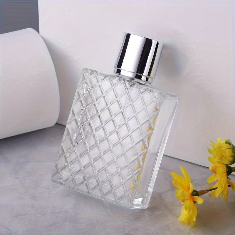 1PCS 100ml/3.4Oz Clear Glass Fine Mist Atomizer,Portable Square Refillable  Empty Perfume Essential Oils Spray Bottle Travel Atomizer Dispenser